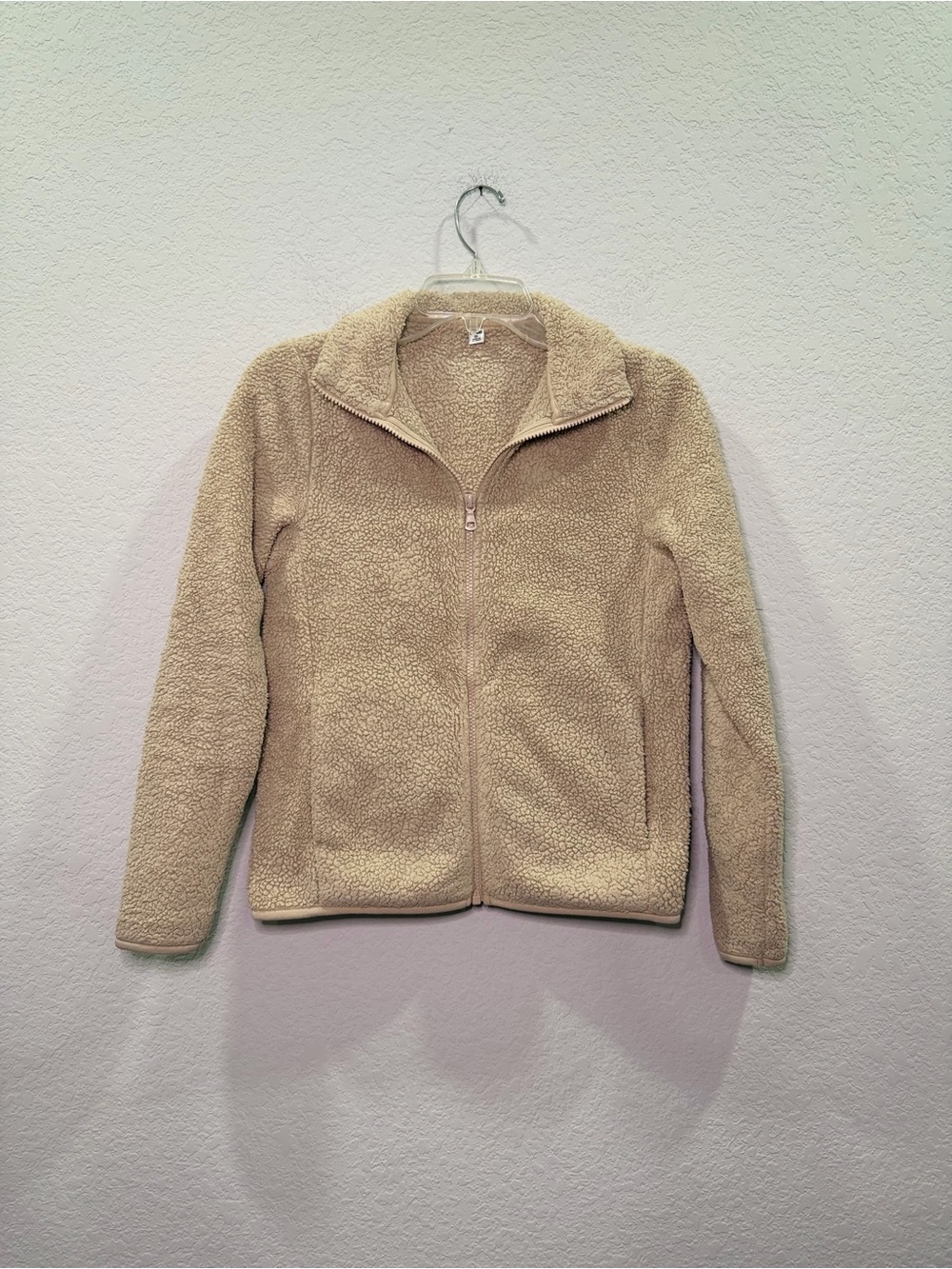 Uniqlo Women's Cream Sherpa Zip-Up Jacket - XS